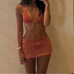 Lia Beach Bikini & Skirt Set NWT (Selia Richwood) (Peach/Pink) (REVOLVE)